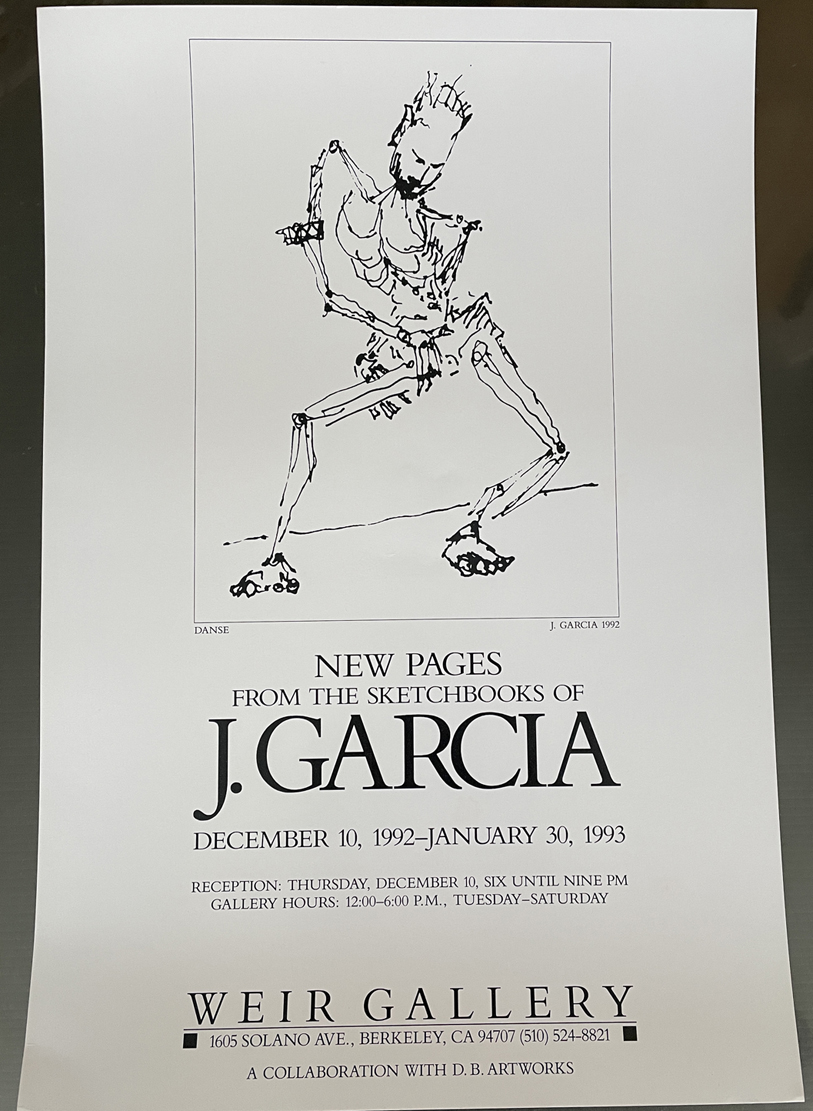 J.JERRY GARCIA NEW PAGES FROM THE SKETCHBOOK ART SHOW PRINT POSTER DANSE 1992 